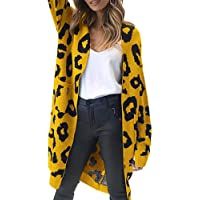 Los mejores  - Vimbhzlvigour Chic - Chaqueta de Punto para Mujer- diseño de Leopardo- Manga Larga Amarillo Amarillo S